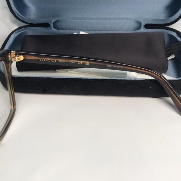 New Authentic Gucci GG0452O 004 Eyeglasses Brown Havana Oversized Square Frames - Picture 3 of 13